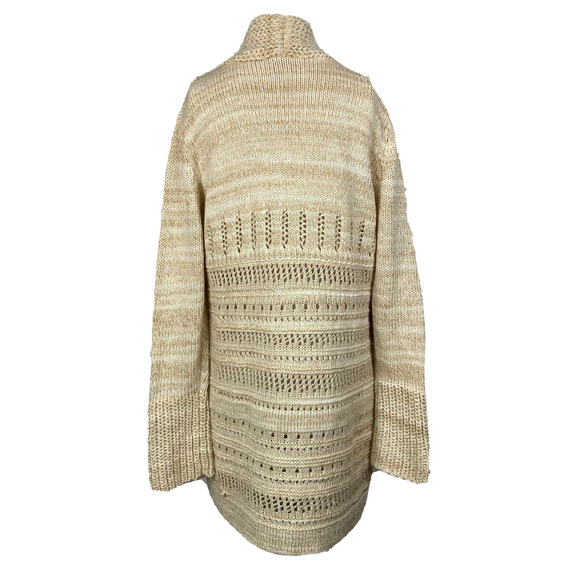 Coldwater Creek Womens Beige Chunky‎ Open Knit Cotton Cardigan Sweater Sz M - Picture 4 of 10